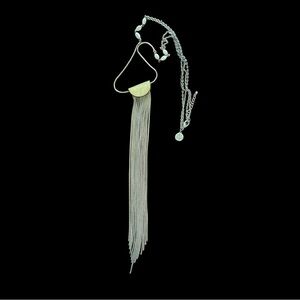 White House Black Market Silver and Cream Chain Necklace, Long Elegant Chains.